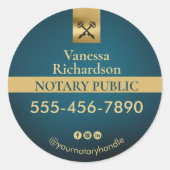 プロフェッショナルブルー&金ゴールド公証人マーケティング ラウンドシール (正面)