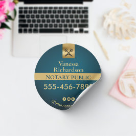プロフェッショナルブルー&金ゴールド公証人マーケティング ラウンドシール