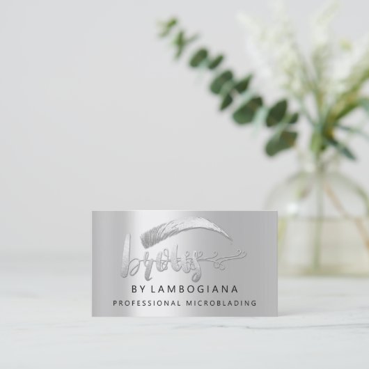 プロフェッショナルブローズシルバーグレーロゴソーシャルメディアFB 名刺 (スタンド正面)