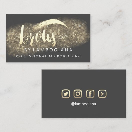 プロフェッショナルブローズ金ゴールドグレーロゴマイクロブレードブシン 名刺 (正面/裏面)