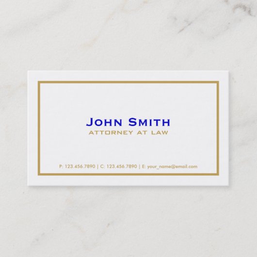プロフェッショナルプエレガントレーンシンプル弁護士ホワイト 名刺 (正面)