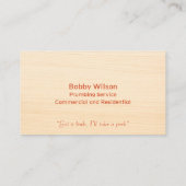 プロフェッショナルプランジャー請負業者の配管系統サービス 名刺 (裏面)