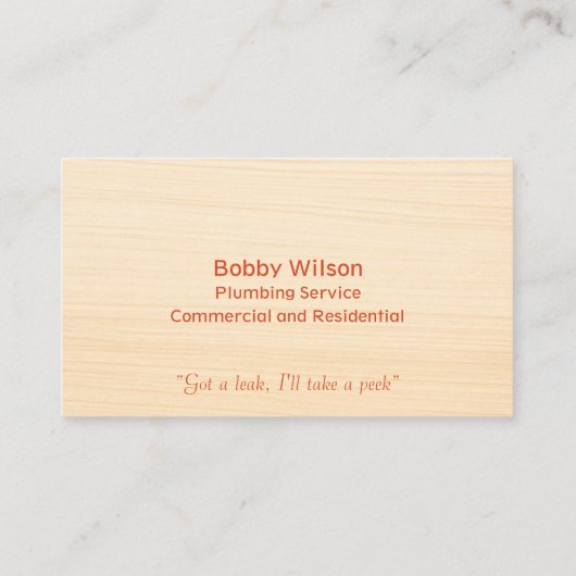 プロフェッショナルプランジャー請負業者の配管系統サービス 名刺 (裏面)