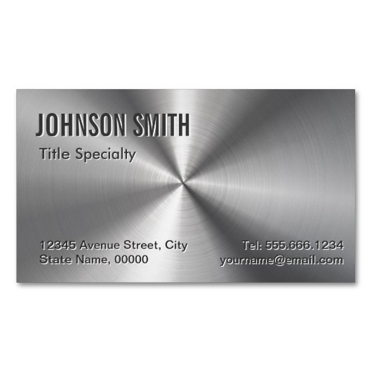 プロフェッショナルプレインスライバーラジアルメタリックルック マグネット名刺 (正面)