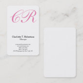 プロフェッショナルプレインピンク文字モノグラムフェミニン 名刺 (正面/裏面)