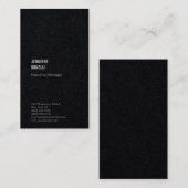 プロフェッショナルプレインミニマリストのプレミアムブラックトレンディー 名刺 (正面/裏面)