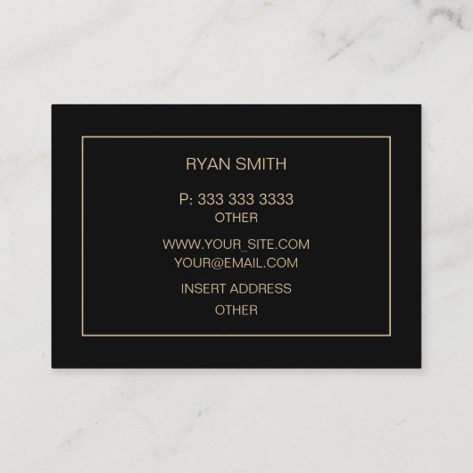 プロフェッショナルプレインモノグラムブラックゴールデン 名刺 (裏面)