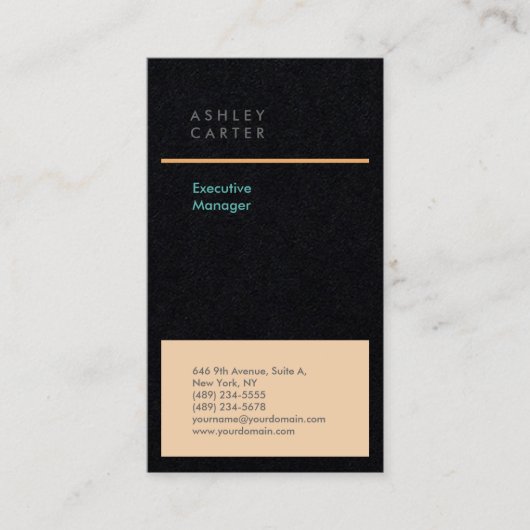 プロフェッショナルプレミアムブラックブルーミニマリストモダン 名刺 (正面)