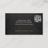 プロフェッショナルプレミアム金ゴールドブラックレザーモダンQR 名刺 (裏面)