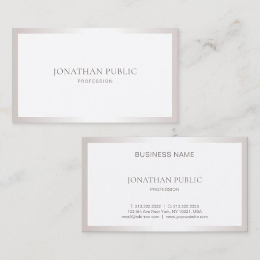 プロフェッショナルプレーンお洒落クリエイティブデザインシルバー 名刺 (正面/裏面)