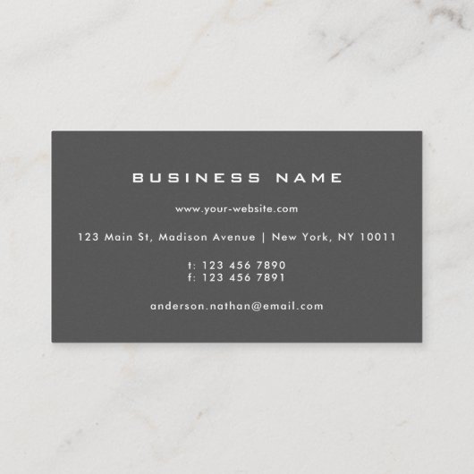 プロフェッショナルプレーンエレガントグレイモダンと 名刺 (裏面)