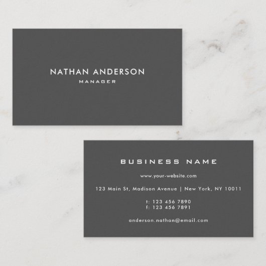 プロフェッショナルプレーンエレガントグレイモダンと 名刺 (正面/裏面)