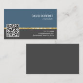 プロフェッショナルプレーンブルー&グレーQRコードコンサルタント 名刺 (正面/裏面)