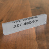 プロフェッショナルプレーンモダングレエレガントー デスクネームプレート (側面)