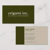 プロフェッショナルプレーンモダンシンプルオリーブ頭が切れるグリーン 名刺 (正面/裏面)