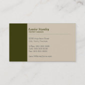 プロフェッショナルプレーンモダンシンプルオリーブ頭が切れるグリーン 名刺 (裏面)