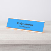 プロフェッショナルプレーンモダンブライトエレガントブルーシック デスクネームプレート (正面)