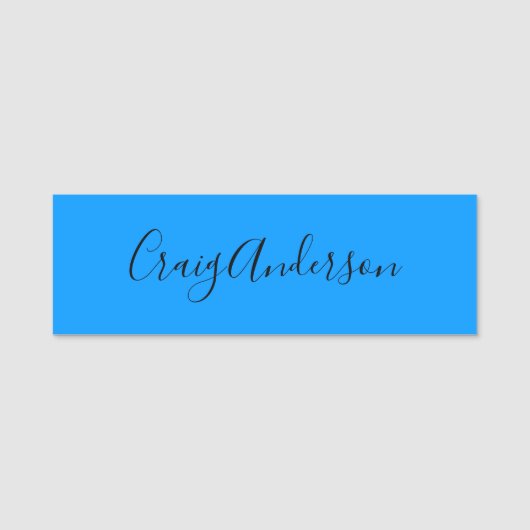 プロフェッショナルプレーンモダンブライトエレガントブルーシック 名札 (正面)