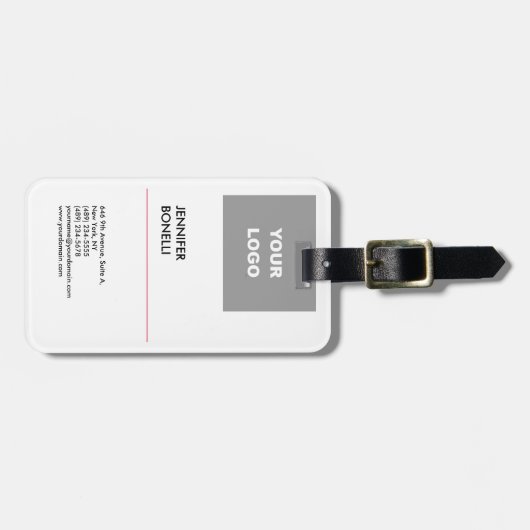 プロフェッショナルプレーンモダンミニマリスト追加ロゴ ラゲッジタグ (正面横)
