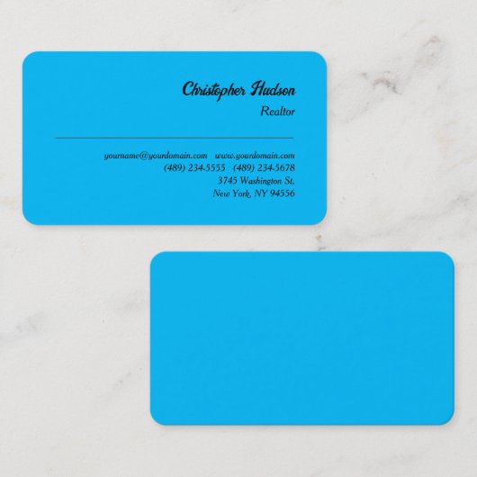 プロフェッショナルプレーン不動産仲介業者実在エテートスカイブルー 名刺 (正面/裏面)