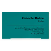プロフェッショナルプレーン不動産仲介業者実在エテートティール（緑がかった色）ブルー マグネット名刺 (正面)