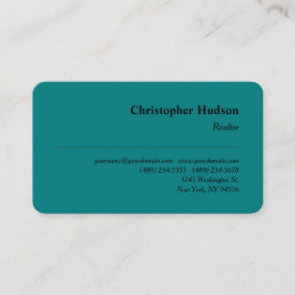 プロフェッショナルプレーン不動産仲介業者実在エテートティール（緑がかった色）ブルー 名刺