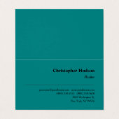 プロフェッショナルプレーン不動産仲介業者実在エテートティール(緑がかった色)ブルー 名刺 (外部フラット)