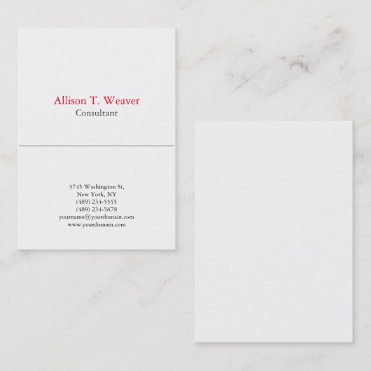 プロフェッショナルプレーン垂直シンプル白ユニーク 名刺 (正面/裏面)