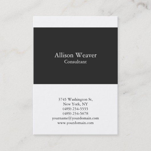 プロフェッショナルプレーン垂直ダークグレーユニーク白 名刺 (正面)