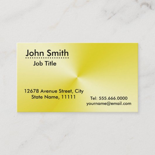 プロフェッショナルプレーン黄色の放射状メタリックルック 名刺 (正面)