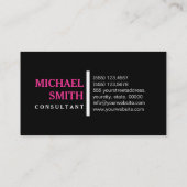 プロフェッショナルプレーン黒モダンホットピンク 名刺 (裏面)