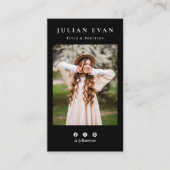 プロフェッショナルプロフィール写真黒写真 名刺 (正面)