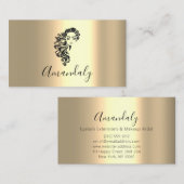 プロフェッショナルヘアアイラッシュメイクアップアーティスト金ゴールドルクス 名刺 (正面/裏面)