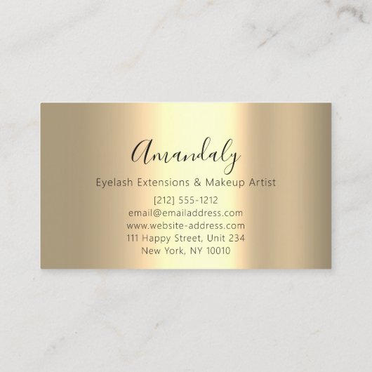 プロフェッショナルヘアアイラッシュメイクアップアーティスト金ゴールドルクス 名刺 (裏面)