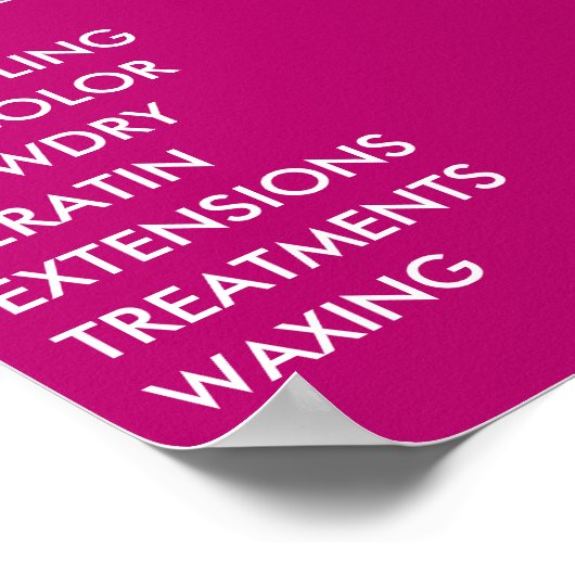 プロフェッショナルヘアサロンサービス写真を追加ピンク ポスター (角)