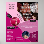 プロフェッショナルヘアサロンサービス写真を追加ピンク ポスター (正面)
