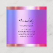 プロフェッショナルヘアサロンメイクアップラッシュパープルピンク スクエア名刺 (裏面)
