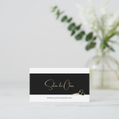 プロフェッショナルヘアサロン金ゴールドはさみヘアスタイリスト 名刺 (スタンド正面)