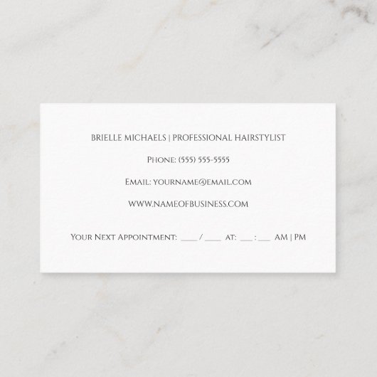 プロフェッショナルヘアサロン金ゴールドはさみヘアスタイリスト 名刺 (裏面)