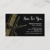 プロフェッショナルヘアスタイリスト金ゴールドグリッター鋏 名刺 (正面)