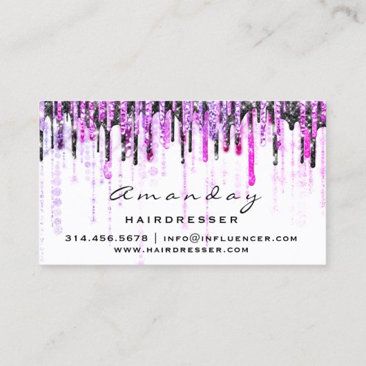 プロフェッショナルヘアメイク美しいサロンホットピンク 名刺 (裏面)