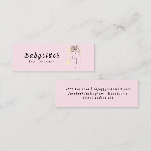 プロフェッショナルベビーシッターのサービス気に信頼 スキニー名刺 (正面/裏面)