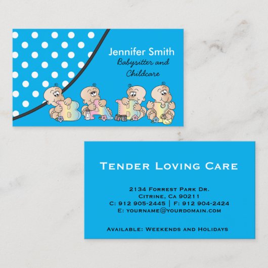 プロフェッショナルベビーシッターまたは育児 名刺 (正面/裏面)