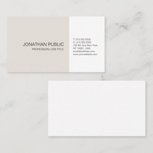 プロフェッショナルベージュホワイトプレエレガントイ芸術的ン 名刺 (正面/裏面)