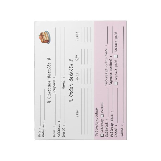 プロフェッショナルペストリーカップケーキベーカリー注文型枠 ノートパッド (回転)