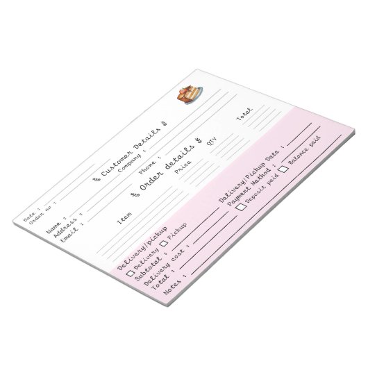 プロフェッショナルペストリーカップケーキベーカリー注文型枠 ノートパッド (アングル)