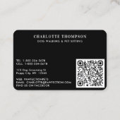 プロフェッショナルペットシッター犬トリマードッグウォーカーBU 名刺 (裏面)