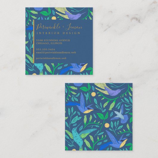 プロフェッショナルペリウィンクルハミングバードフローラスクエア スクエア名刺 (正面/裏面)