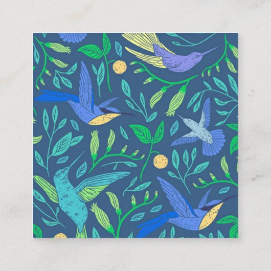 プロフェッショナルペリウィンクルハミングバードフローラスクエア スクエア名刺 (裏面)