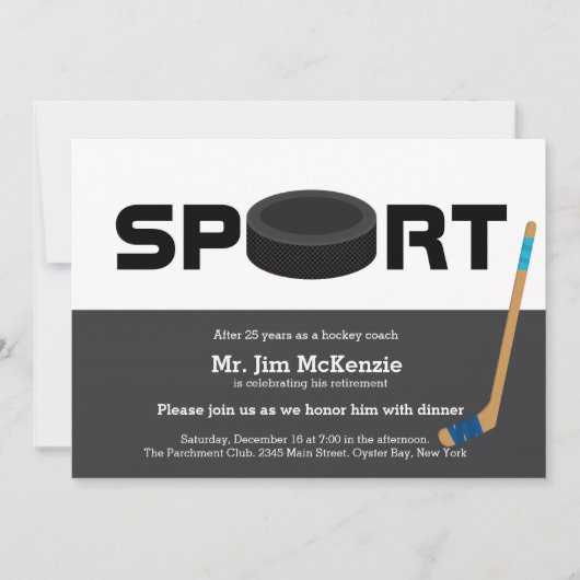 プロフェッショナルホッケー引退コーチ選手 招待状 (正面)
